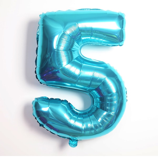 40" Blue Number 5 Balloon| Jumbo Mylar  | 5th Birthday Party Decorations| 5th Birthday for Boys| Foil Number Balloon