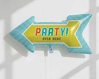 36" Party Over Here Arrow Balloons Birthday Party Decorations Baby Shower Decor 1st Birthday Tropical Party Casino Bachelorette Shower