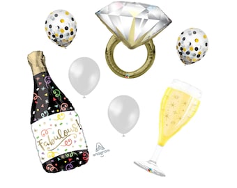Bridal Shower Decorations Bachelorette Retirement Glass Balloon Wine Balloon Fabulous Bottle Gold White Black Wedding Decorations Balloons