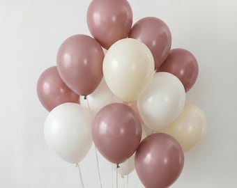 Romantic Balloon Set in Dusty Rose and Lace White – Soft Blush Love Decor for Proposal, Anniversary, Bridal Shower & Sweet Moments