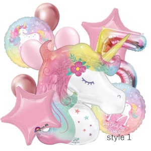 Magical Unicorn Balloon Bouquet, Pastel Unicorn Party Decor, Rainbow Unicorn Foil Balloon, Birthday Unicorn Balloon, Fantasy Party Balloon