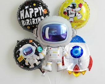 Space Astronaut Balloon Bouquet | Rocket & Galaxy Birthday Balloons for Kids | Outer Space Party Decorations | Boy Birthday Supplies