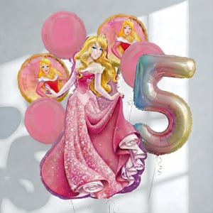 Princess Aurora Balloon Bouquet Sleeping Beauty Party Decorations Princess Party Sleeping Beauty Party Balloons Sleeping Beauty Theme Party