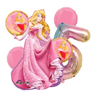 Princess Aurora Balloon Bouquet Sleeping Beauty Party Decorations Princess Party Sleeping Beauty Party Balloons Sleeping Beauty Theme Party