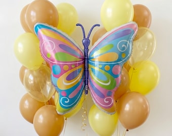 Butterfly Graduation Party Balloons, "Spread Your Wings" Class of 2026 Decor, Yellow Brown Balloon Bouquet, Encouragement Gift,Kindergarten