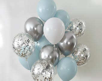 Frozen Balloon Bouquet | Blue Silver White Balloons for Frozen Birthday Party | Winter Wonderland Decorations | Girl Party Decor