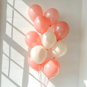 Coral and White Latex Balloon Bouquet,Peach Coral Party Balloons, Wedding Bridal Shower Decor, Birthday Baby Shower Balloons, Blush Balloon