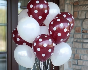Wine Red Balloons Pack 10pc,Wine Red Polka Dot Latex Balloon, Birthday, Wedding, Retirement, Anniversary Parties,Bridal Showers, Decorations