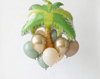 St. Patrick’s Day Green Balloon Bouquet, Palm Tree Foil Balloon with Gold Accents, Lucky Irish Party Decor, Spring Celebration Gift