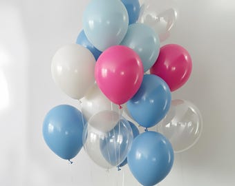 Frozen Balloon Set Blue Pink White Christmas Balloons, Gender Reveal or Baby Shower Decor, Winter Birthday Party Balloons, Frozen Theme