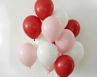 Romantic Red Pink White Latex Balloon Set, Elegant Party Decor for Anniversary Birthday Bridal Shower, Soft Love Theme Decoration