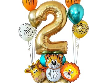 Jungle Animals Balloon Bouquet Jungle Animals Party Decorations Tropical Party Decorations Jungle Baby Shower Birthday Party for kids 17pcs