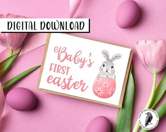 Baby S First Easter Quotes Baby's First Easter Greeting Card. Printable Instant | Etsy Australia