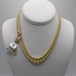 Vintage Signed Marvella Faux Pearl Double Strand Necklace