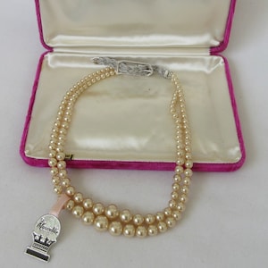 Vintage MARVELLA Faux Pearl 2 strand Necklace with Unique Clasp