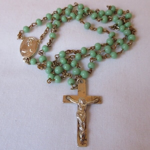 Vintage Rosary with aqua Glass Beads