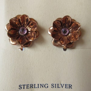 Vintage marked STERLING with Rhinestone Screw Back Earrings