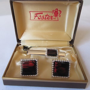 Vintage signed Foster Tie Bar and Cuff Links Set