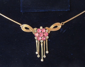 Vintage Art Deco Dorsons Necklace with Rhinestones