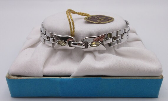 Vintage signed TARA Panther Chain Bracelet in Sil… - image 4