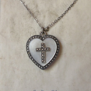 Vintage Sterling Heart Locket accented with Marcasites and Mother of Pearl signed Sterling