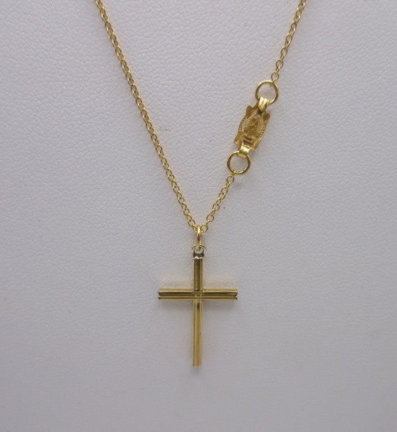 Vintage Cross Necklace Marked 1/20 12K on Silver - image 1