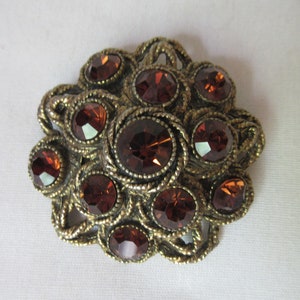 Stunning signed HAR Vintage Brooch with &quot;Topaz&quot; Rhinestones