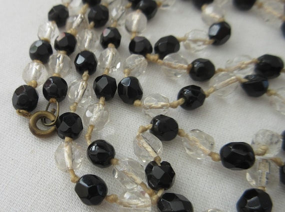Beautiful Estate Black faceted Jets and Faceted C… - image 2