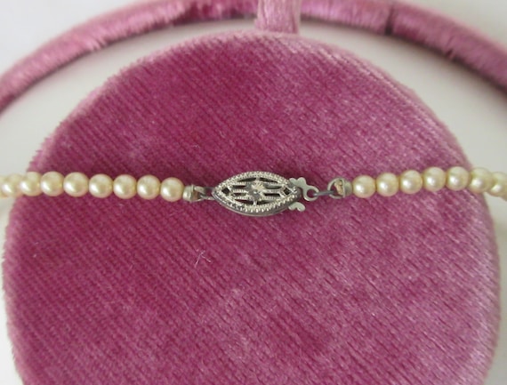 Vintage Single Strand Signed Marvella Faux Pearls… - image 4