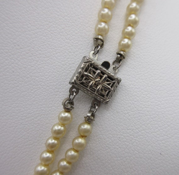 Vintage Signed Marvella Faux Pearl Double Strand … - image 5