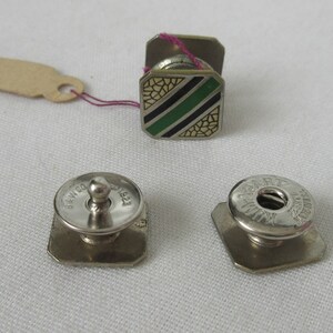 Boutons De Manchette Signés PATENT KUM A PART - Motif Rayures Noires - Occasion Vintage