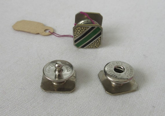 Vintage signed Kum-a-Part Cuff Links with Enamel … - image 1