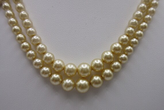 Vintage Signed Marvella Faux Pearl Double Strand … - image 2