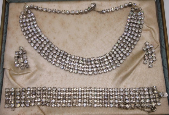 Vintage 1940's Rhinestone Parure - image 1