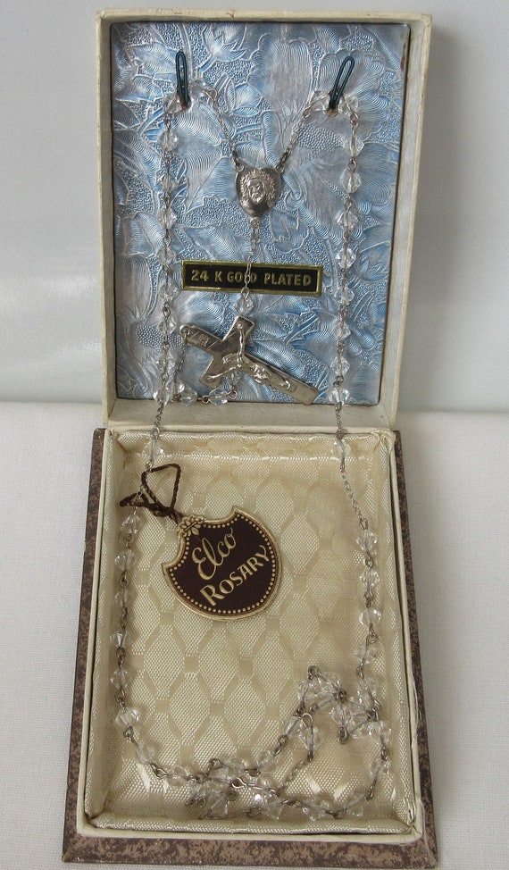 Vintage 24 K White Gold Plated Rosary 