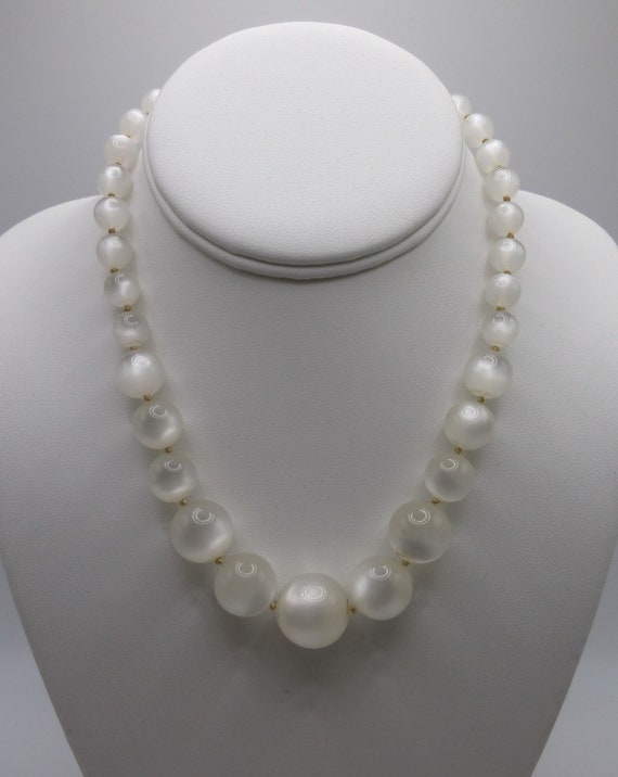 Lovely Estate White Single Strand MoonGlow Necklac