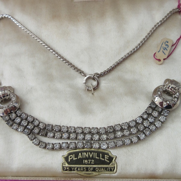 Vintage signed PSCo and marked 1/20 10K GF Necklace with Rhinestones