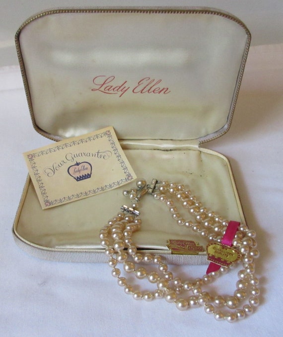 Vintage Lady Ellen 3 Strand Faux Pearls