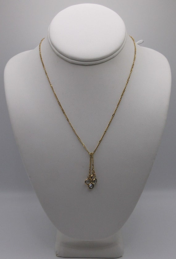 Vintage signed Avon Gold Tone Crystal Necklace - image 2