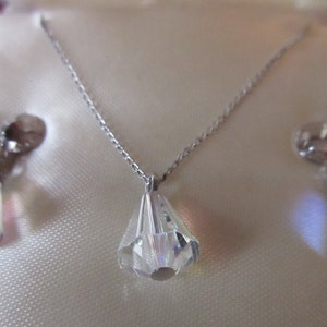 Vintage Aurora Borealis Crystal Necklace and Earring set Marked Sterling Silver