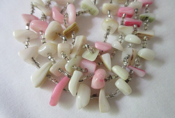 Beautiful Vintage Mother of Pearl 4 Strand stampe… - image 2