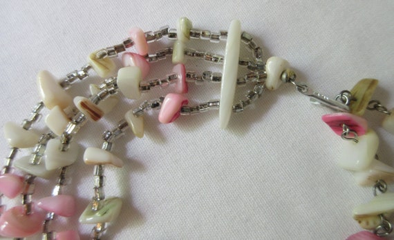 Beautiful Vintage Mother of Pearl 4 Strand stampe… - image 5