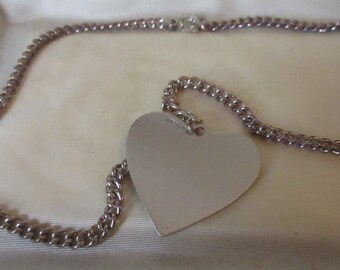 Vintage Sterling Silver Heart Necklace