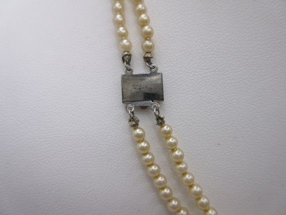Vintage Signed Marvella Faux Pearl Double Strand … - image 3