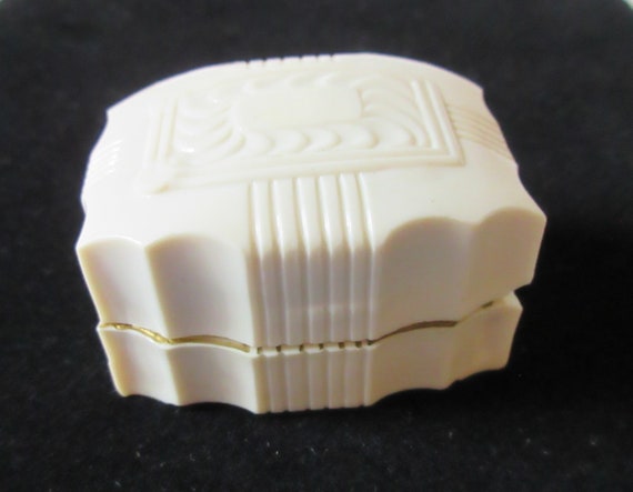 Vintage 1930's Celluloid Ring Box White - image 4