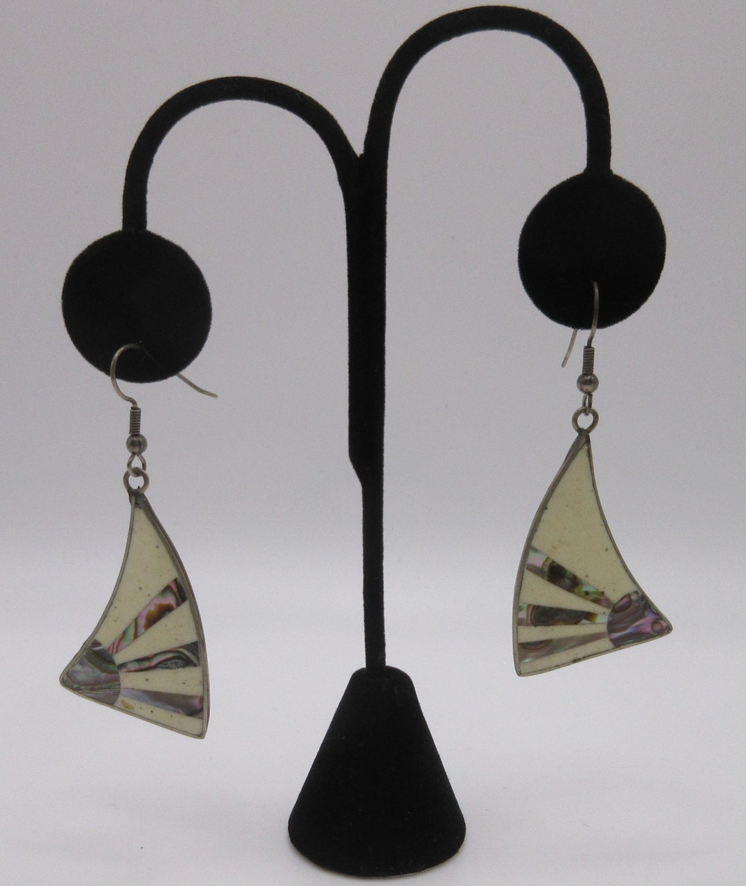 Boucles D'oreilles Percées En Alpaca Mexico - Couleur Bleue - État Comme Neuf