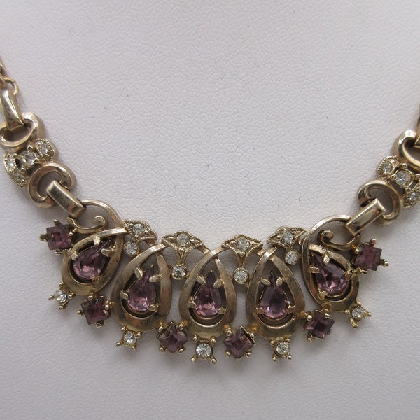 Lovely signed LUSTERN Necklace with matching clip back Earrings