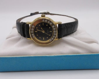 Vintage Avon Black Leather Strap Quartz Watch/Decorative Silver-Tone Swan Design Accessories | Avon Quartz Vintage Swan Watch Genuine Leather  main image 3