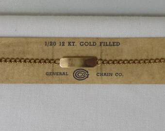 Vintage Childs signed General Chain Co. and marked 1/20 12K GF ID Bracelet