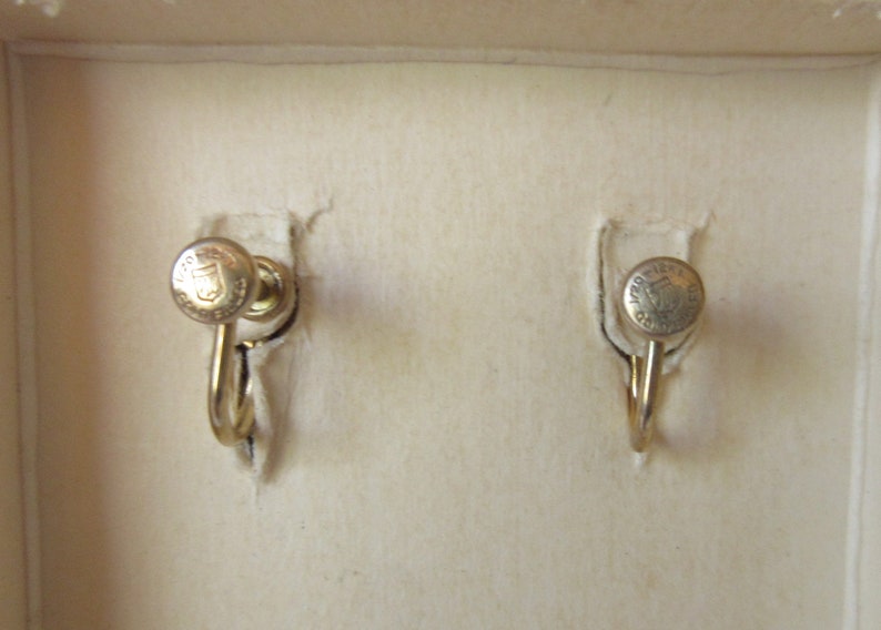 Vintage Signed WALTER LAMPL and marked 120 12K GF Screw Back Cultured Pearl Earrings